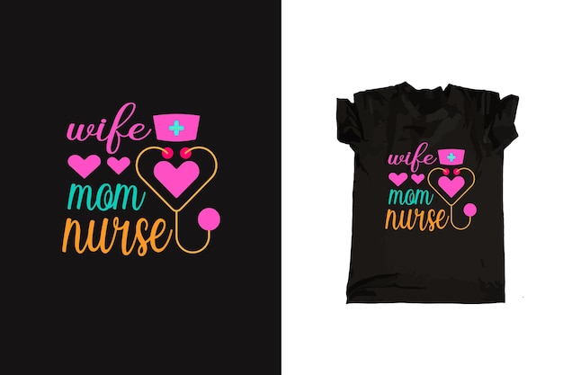 Vector nurse typographic t shirts design vector