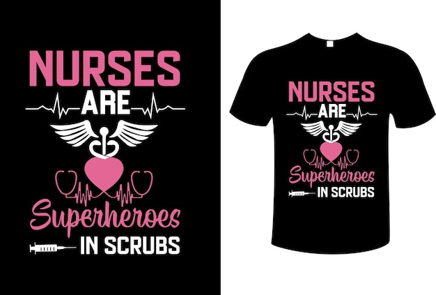 간호사 타이포그래피 티셔츠 디자인