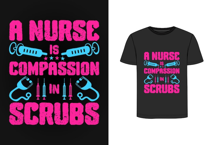 Vector nurse typography vintage t shirt design premium vector