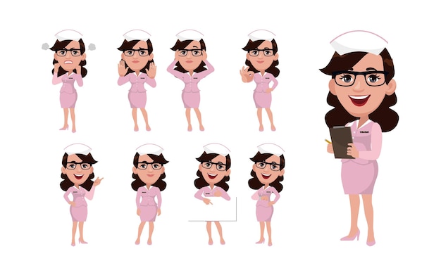 Vector nurse with different poses vector