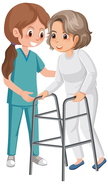 Nurse with patient cartoon character