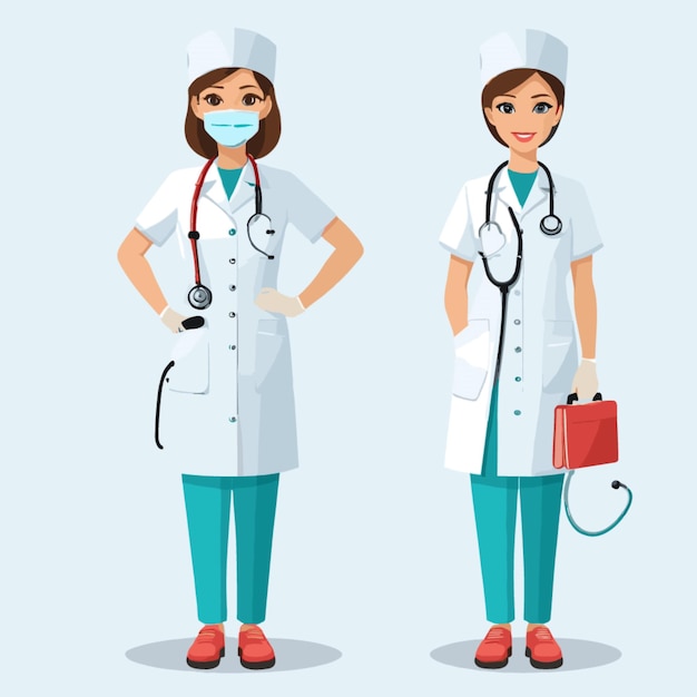 Vector nurse with stethoscope vector on white background