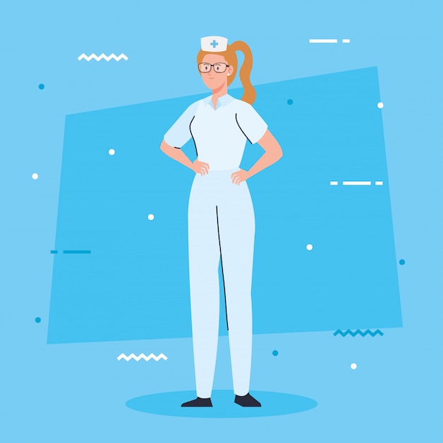 Vector nurse with uniform, female nurse, hospital worker vector illustration design