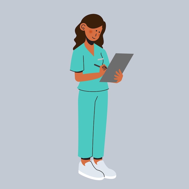 Vector nurse writing a report vector illustration