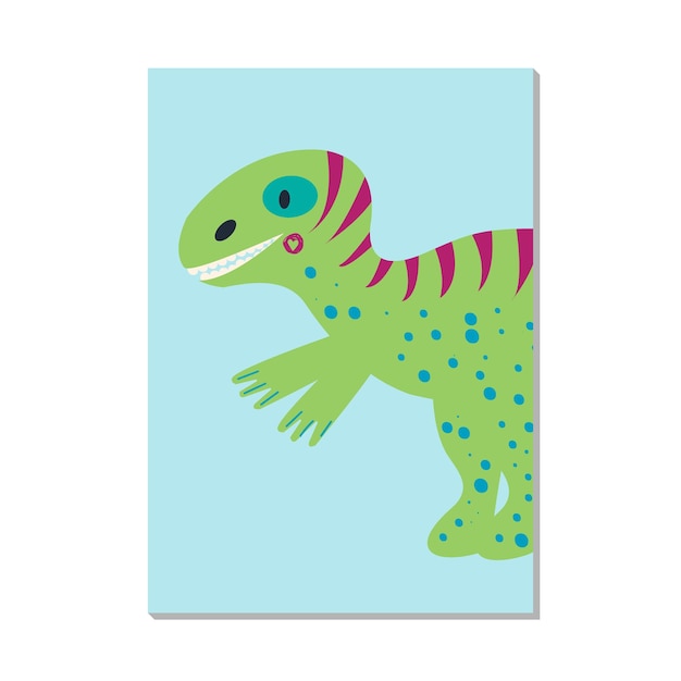 かわいい恐竜ティラノサウルスと保育園カード子供のためのプリントポストカードウォールアート
