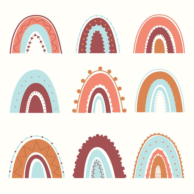 Nursery Cute Boho Rainbow Elements