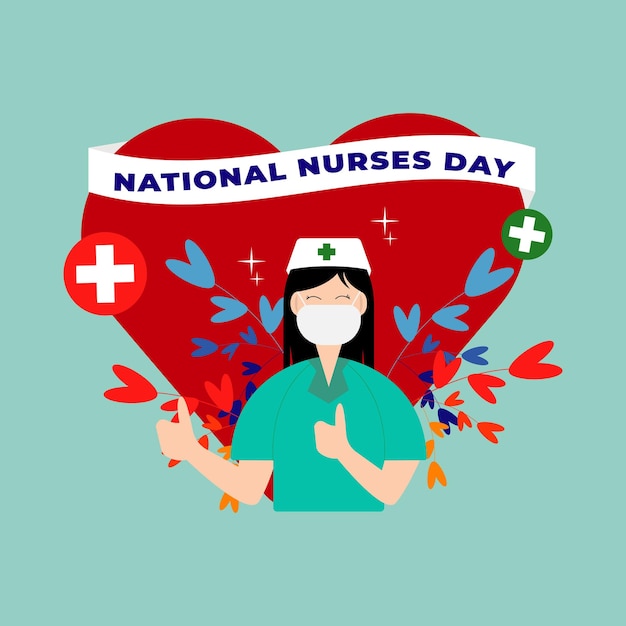 Nurses day flat illustration design Premium Eps file