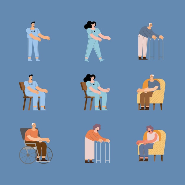 nurses and older woman and man