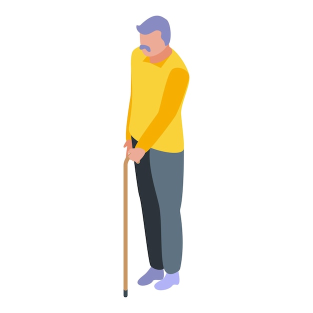 Vector nursing home man walking stick icon isometric of nursing home man walking stick vector icon for web design isolated on white background