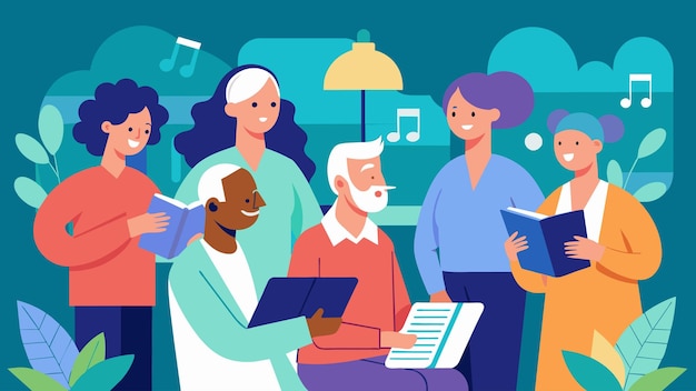 Vector in a nursing home a team of researchers conducts a study on the effectiveness of music therapy in