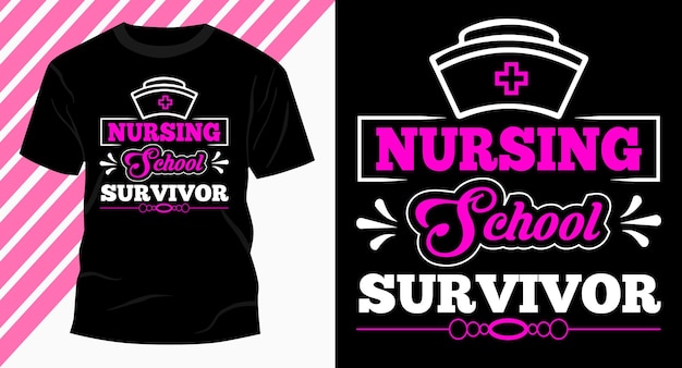 Вектор Дизайн футболки типографии школы медсестер