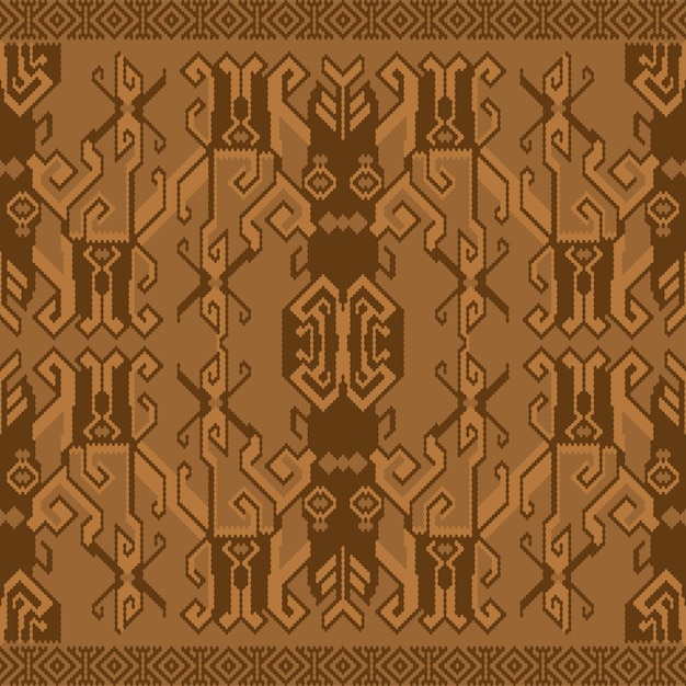 Vector nusantara folk pattern seamless with ethnic dayak borneo ornament