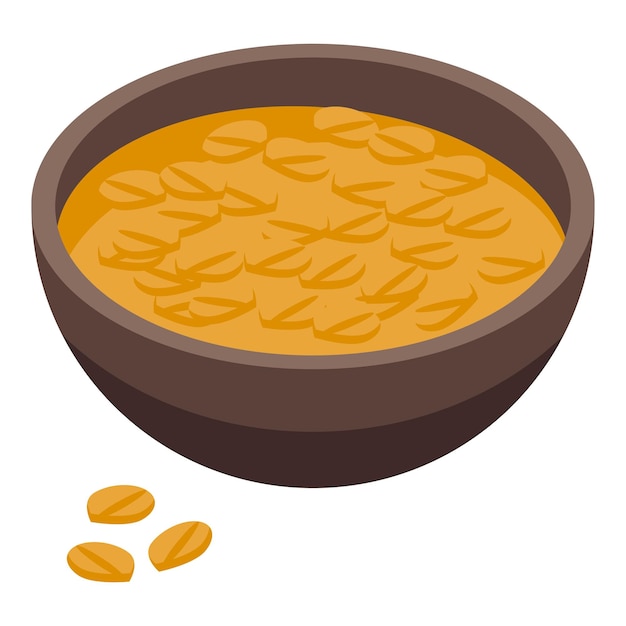 Vector nut soup icon isometric vector vegetarian food diet vegan