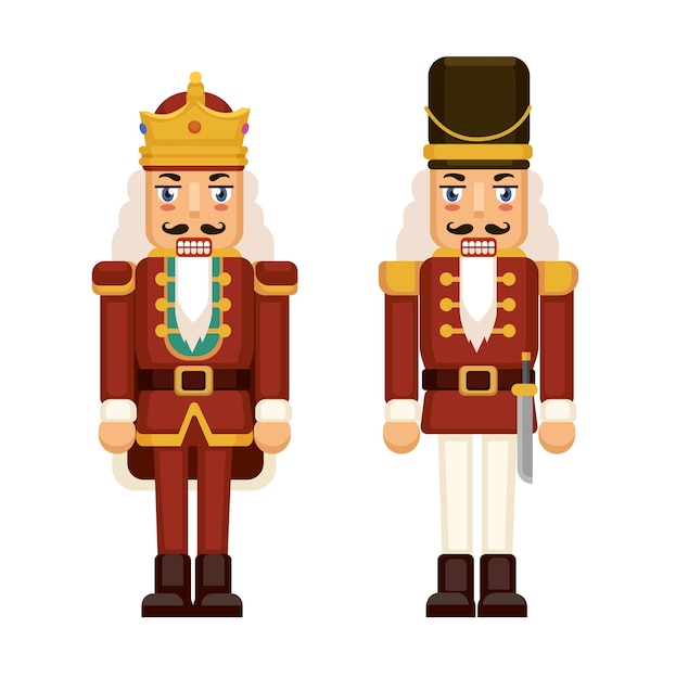 Vettore set di bambole nutcracker vettore di illustrazione dei cartoni animati