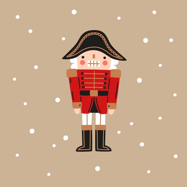 Nutcracker in flat cartoon style. christmas vector illustration. new year decorative element