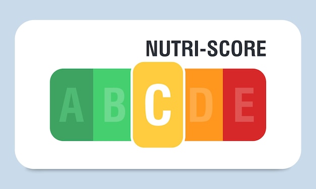 포장 디자인에 대한 Nutri 점수 C 점수 로고 아이콘 레이블 벡터 일러스트 레이 션