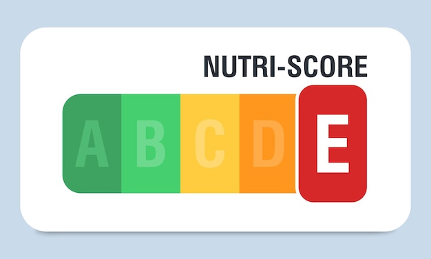 포장 디자인을 위한 Nutri 점수 E 점수 로고 아이콘 레이블 벡터 일러스트 레이 션