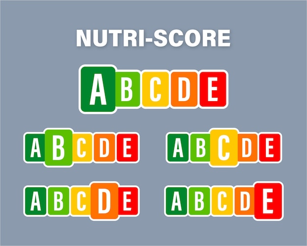 Nutri score for packaging design. Logo, icon, label. Vector stock illustration.