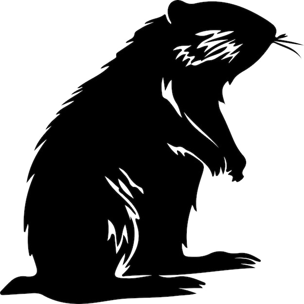 Vector nutria black silhouette with transparent background