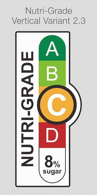 Nutrigrade Grading System Food Sugar Level Beverages Mark Label Vertical Variant 2 C