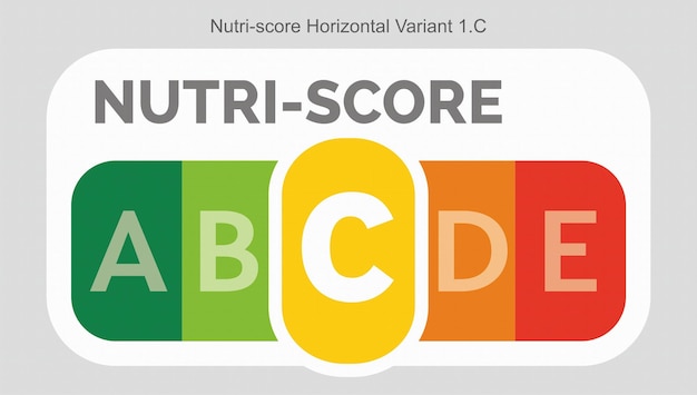 Вектор Система классификации nutriscore пищевой сахарный уровень напитки марка этикетка горизонтальный вариант 1 c