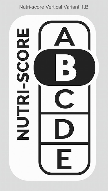 Vector nutriscore grading system food sugar level beverages mark label vertical variant 2 b line printing