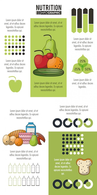 벡터 영양 및 식품 녹색 infographic