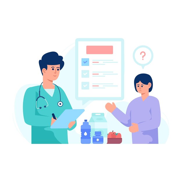 Nutrition expert flat illustration of dietitian
