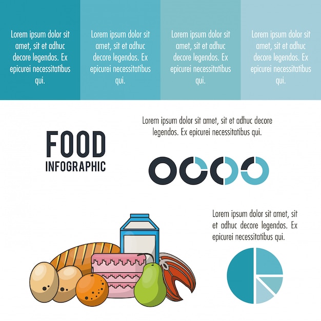 Vettore nutrizione e cibo infografica blu