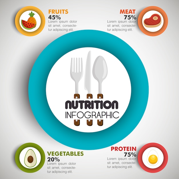 Vettore icone infographic env 10 di vettore delle icone dell'alimento di nutrizione