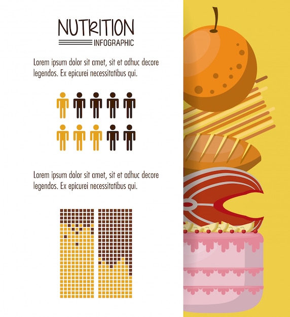 Vettore nutrizione e infografica alimentare