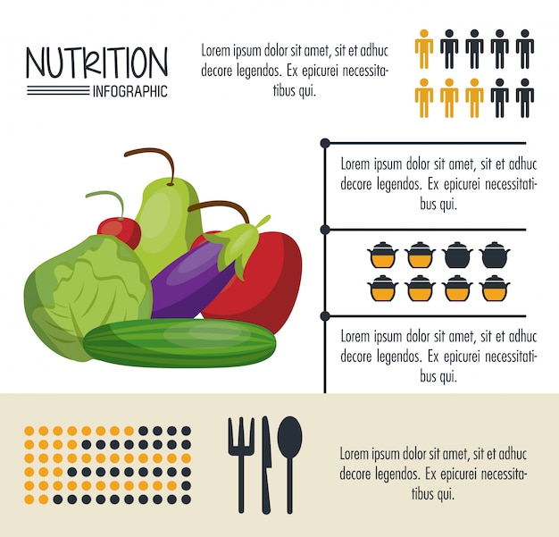 Vettore nutrizione e infografica alimentare