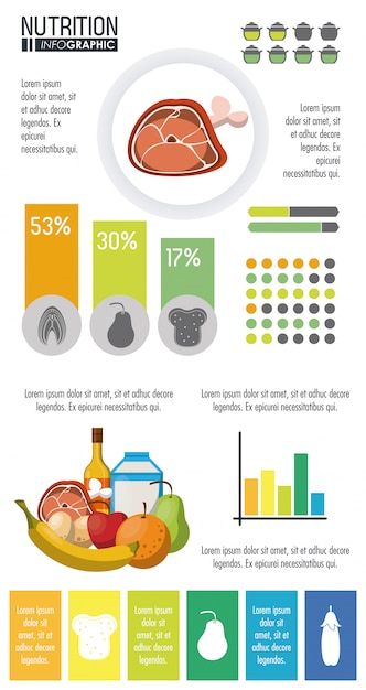 Vector nutrition and food yellow infographic
