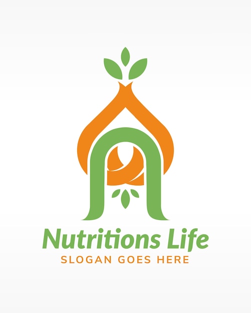 Nutrition life logo design template isolated on white square background