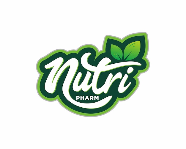 Nutrition pharm typography logo design vector