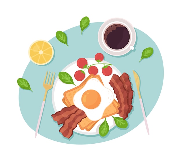 Nutritious breakfast 2D vector isolated illustration