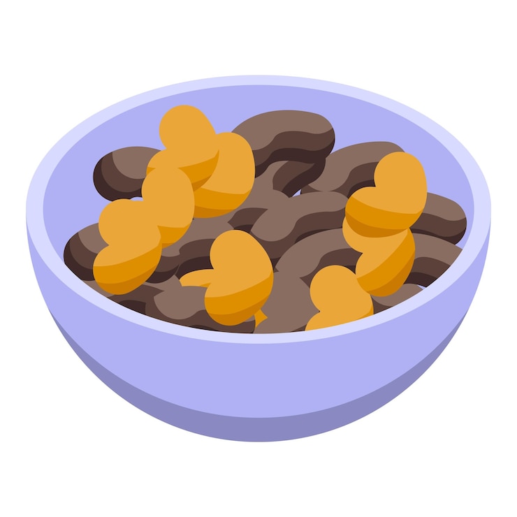 Vector nuts bowl icon isometric of nuts bowl vector icon for web design isolated on white background