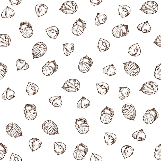 Vector nuts seamless pattern in hand drawn