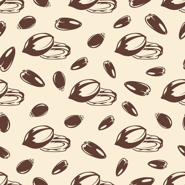 Nuts and seeds vintage seamless pattern