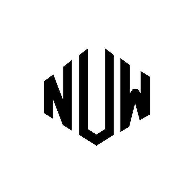 NUW letter logo design with polygon shape NUW polygon and cube shape logo design NUW hexagon vector logo template white and black colors NUW monogram business and real estate logo