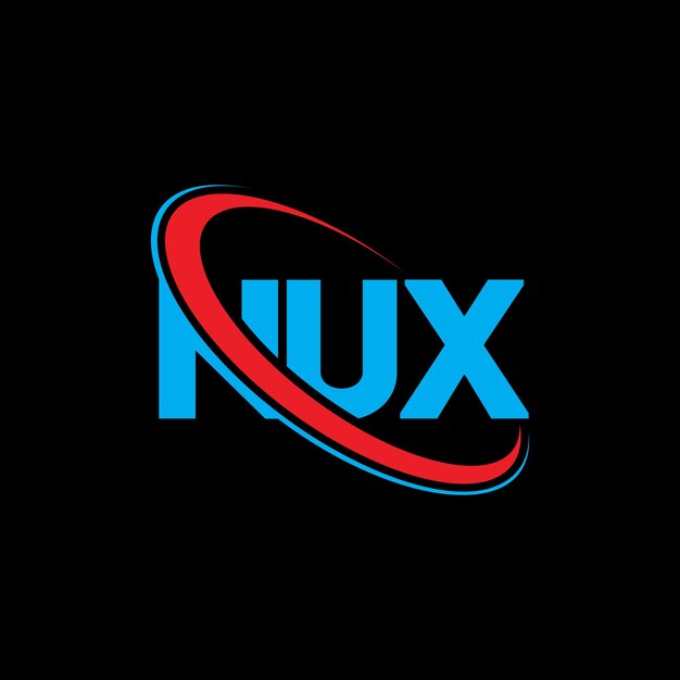 Vector nux logo nux letter nux letter logo ontwerp initialen nux logo gekoppeld aan cirkel en hoofdletters monogram logo nux typografie voor technologiebedrijf en vastgoedmerk