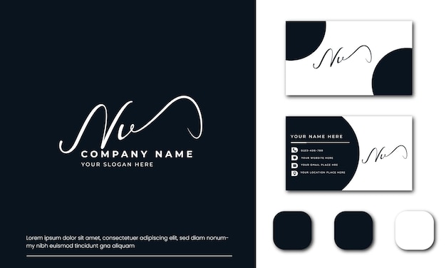 nv n v initial letter handwriting and signature logo and business card