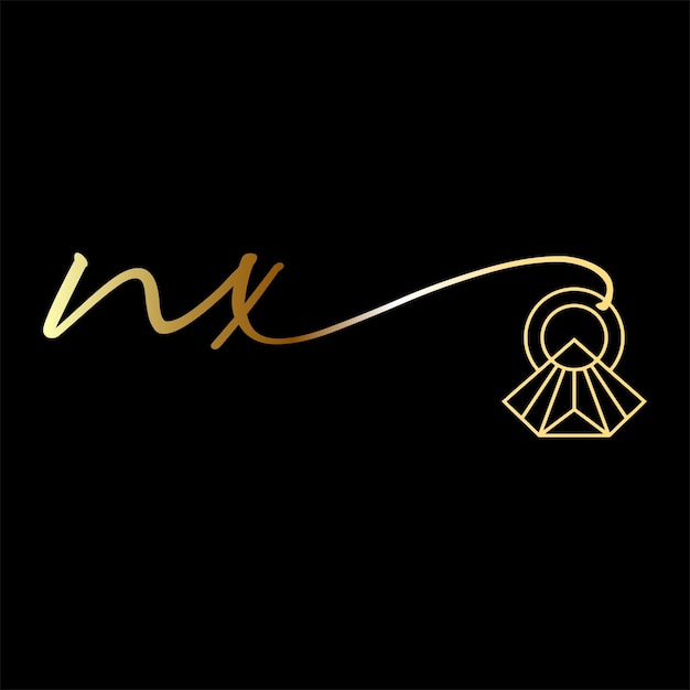 Vector nx initial logo wedding  handwriting jewelry logo vector template