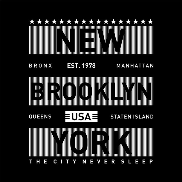 Ny brooklyn typografie voor print t-shirt