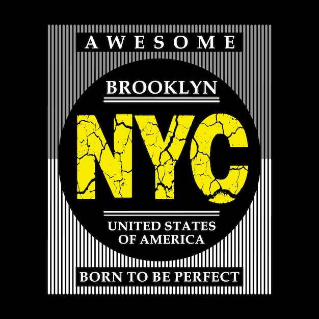 NYC 브루클린 인쇄 티셔츠 프리미엄 벡터를 위한 멋진 타이포그래피 벡터 일러스트