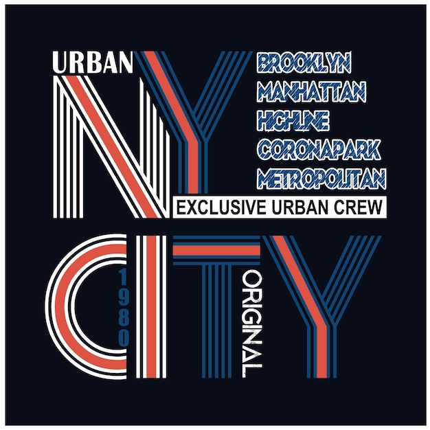 Nyc brooklyn typography for print illustration t shirt vector art vintage