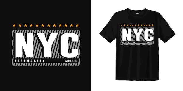 Nycドリームシティ。抽象的な幾何学的なtシャツ