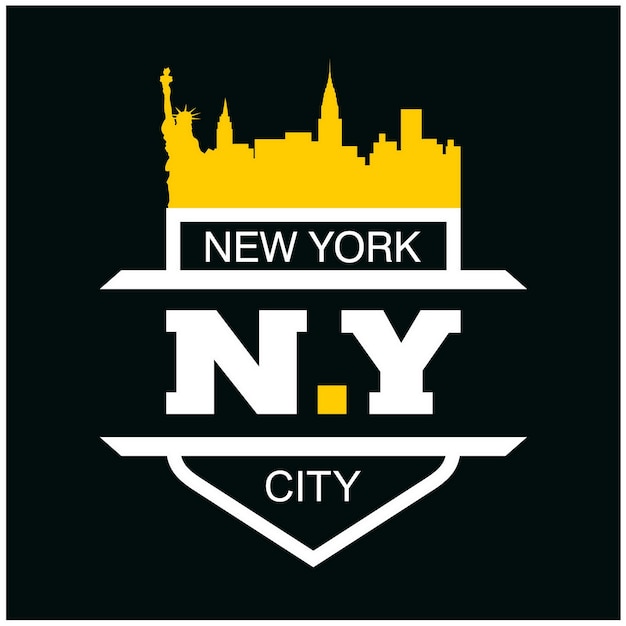 NYC New york city schild logo skyline en typografie design in vectorillustratie