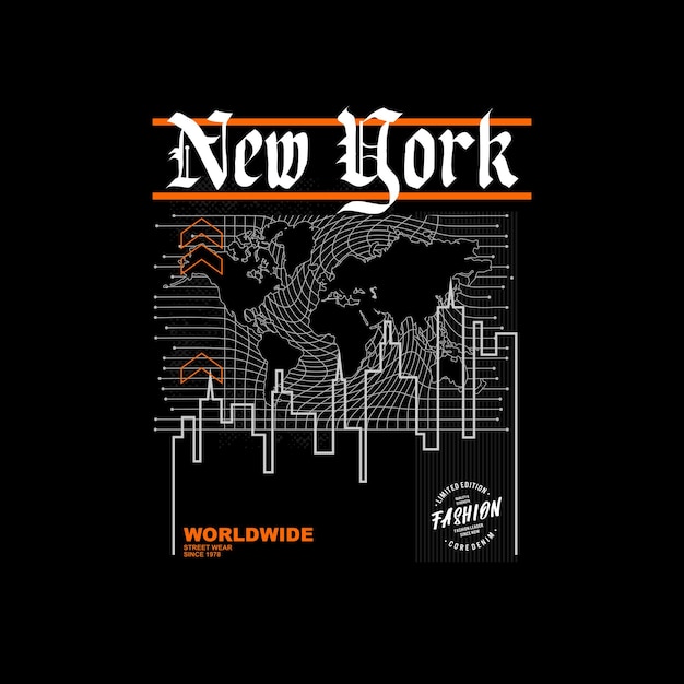 ニューヨークのTシャツとアパレルの抽象的なデザイン