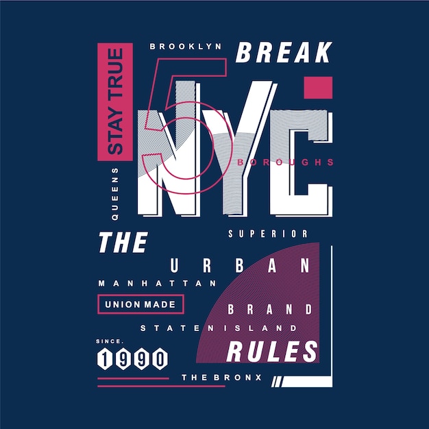 Nyc urban brand t shirt design typography